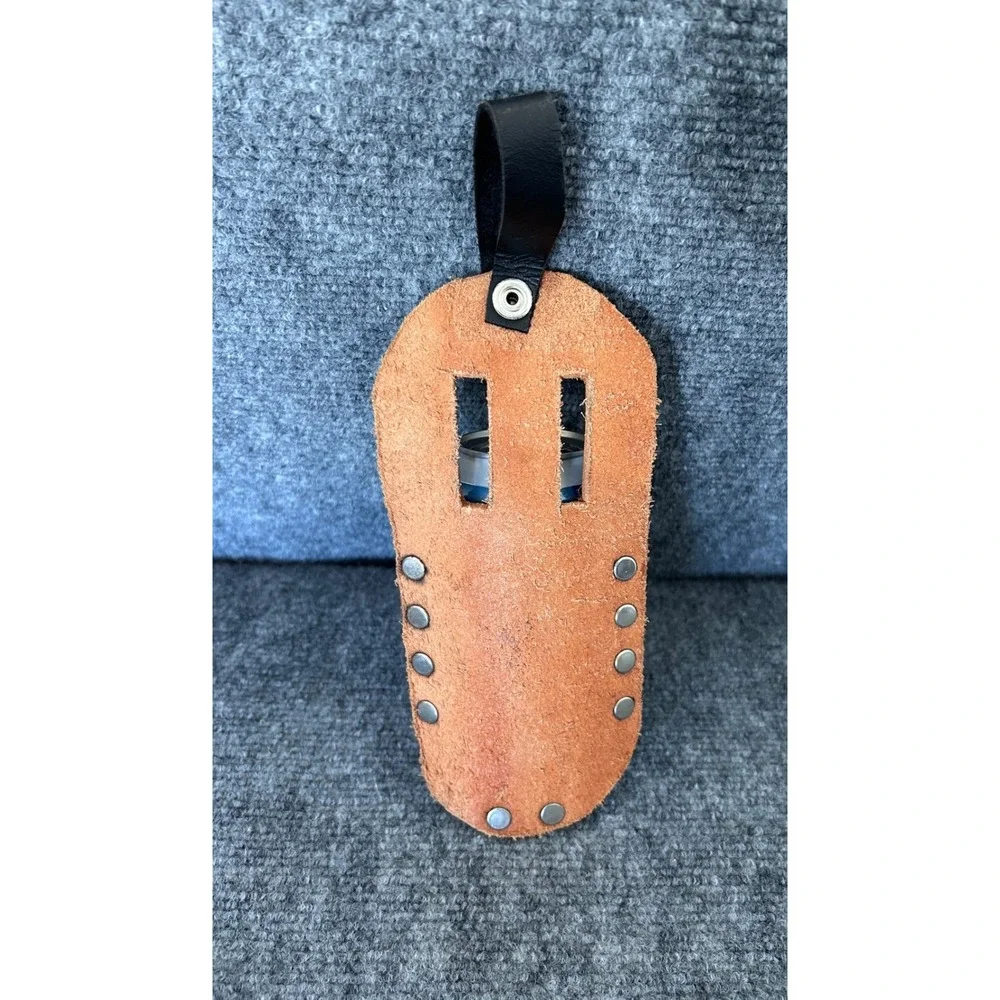 Handmade Leather Beer Holster Fleur De Lis Embossed Belt Beverage Holder Brown